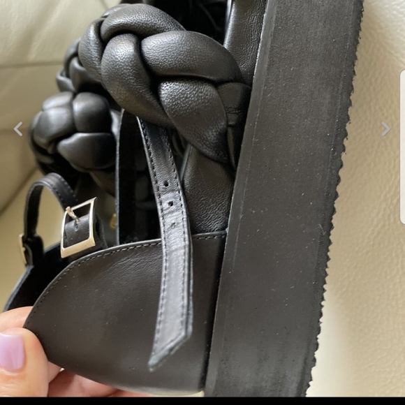 Leather Puffy Woven Platform Sandals Pillow Chunky Lug Sole - Picture 10 of 11